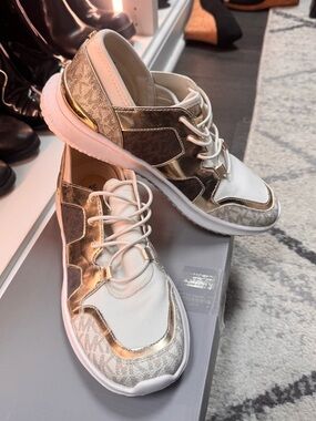 Michael Kors White and Gold Women’s Fashion Sneakers